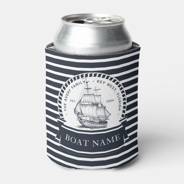 Name der personalisierten Familie und des Schiffes Dosenkühler (Kanne Vorderseite)