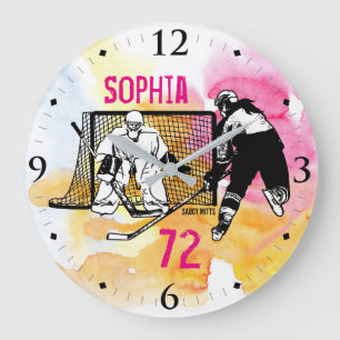 Name der personalisierten Frauenhockey-Tinte Große Wanduhr