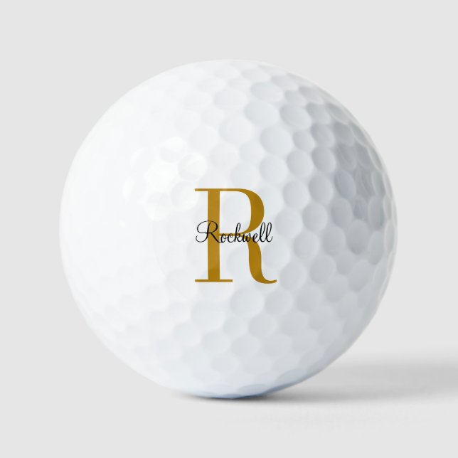 Name der personalisierten Goldmonogramm-Bezeichnun Golfball (Vorderseite)