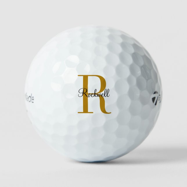 Name der personalisierten Goldmonogramm-Bezeichnun Golfball (Vorderseite)