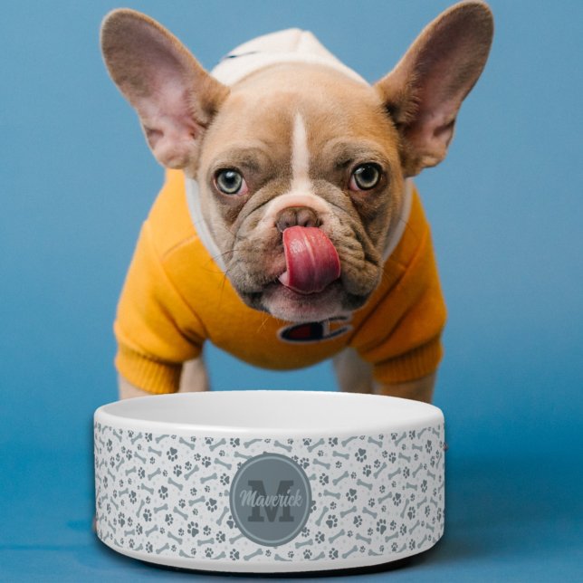 Name der personalisierten Grauknochen Monogramm Napf (Von Creator hochgeladen)