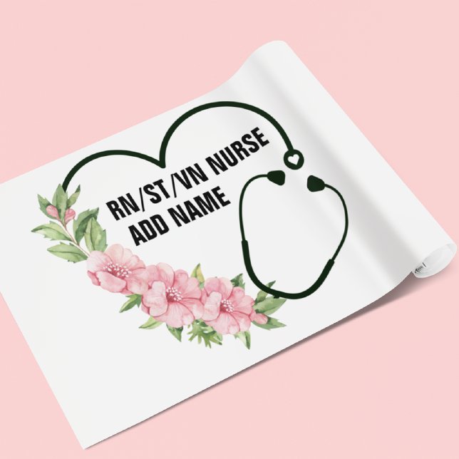Name der personalisierten Krankenschwester Geschenkpapier (Von Creator hochgeladen)