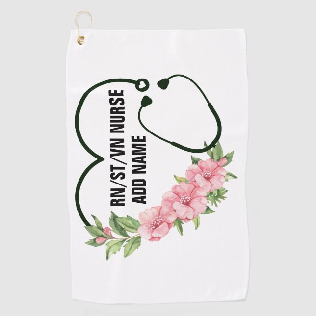 Name der personalisierten Krankenschwester Golfhandtuch (Vorderseite)