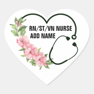 Name der personalisierten Krankenschwester Herz-Aufkleber