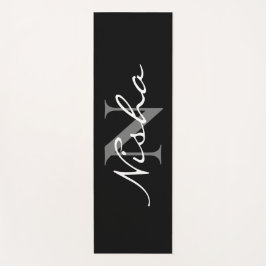 Name der personalisierten Minimal-Schwarz-Weiß-Mon Yogamatte