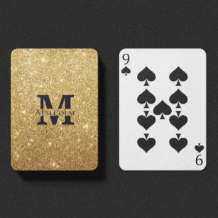 Name der Personalisierten Monogram-Glitzer in Schw Spielkarten