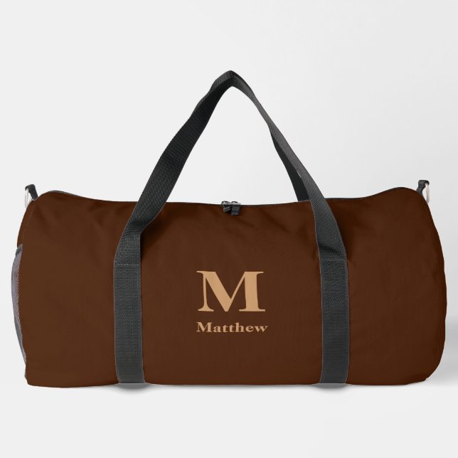 Name der personalisierten Monogramm braun Duffle Bag (Rückseite)