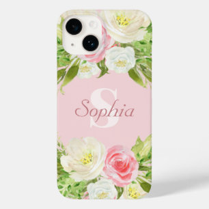 Name der personalisierten Monogramm Rosa Farbe Case-Mate iPhone 14 Hülle