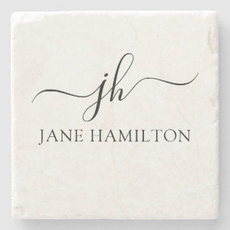 Name der personalisierten Monogramm Steinuntersetzer