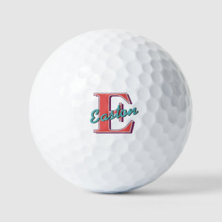 Name der personalisierten Monogramm Vintag rot/Aqu Golfball