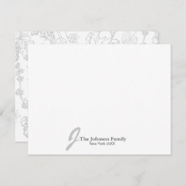 Name der personalisierten Monogrammfamilie Elegant Mitteilungskarte