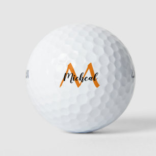 Name der personalisierten Orange Monogramm Golfball