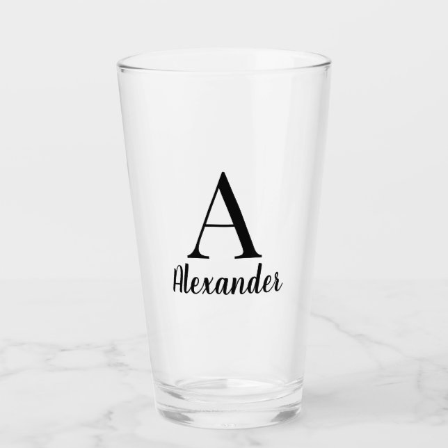 Name der personalisierten Schwarzen Monogramm Glas (Vorderseite)