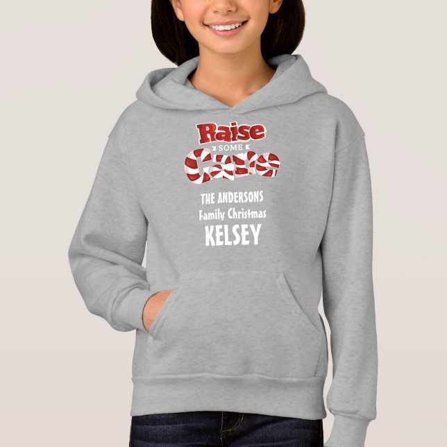 Name der personalisierten Weihnachtsfamilie Hoodie (Vorderseite)