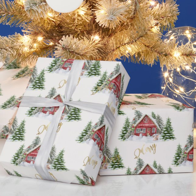 Name der Personalisierten Weihnachtslandschaft Geschenkpapier (Von Creator hochgeladen)