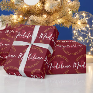 Name der Personalisierten Weihnachtsmonogramm-Beze Geschenkpapier