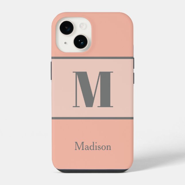 Name der Pfirsichmonogramm iPhone Hülle (Rückseite)