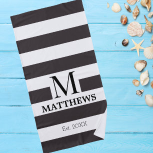 Name der Produktfamilie Monogram White and Navy Bl Strandtuch