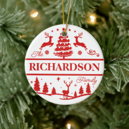 Name der Red Christmas | Monogramm | INDIVIDUELLE Keramik Ornament