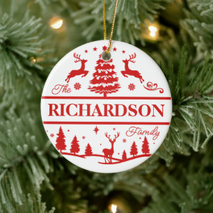Name der Red Christmas   Monogramm   INDIVIDUELLE  Keramik Ornament