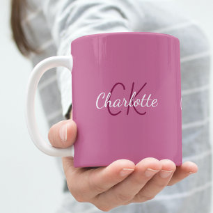 Name der rosa Monogrammbuchstaben Kaffeetasse