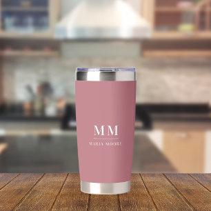 Name der Rose-Gold-Monogramm-Initialen Thermobecher