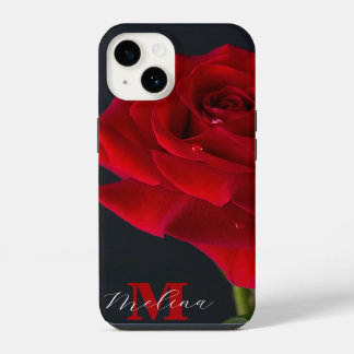 Name der rote Rose Classic Monogramm iPhone 14 Hülle