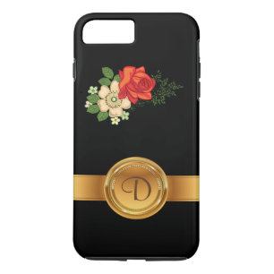 Name der rote Rose und der Daisis-Gold-Monogramm Case-Mate iPhone Hülle