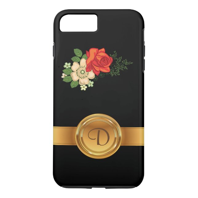 Name der rote Rose und der Daisis-Gold-Monogramm Case-Mate iPhone Hülle (Rückseite)