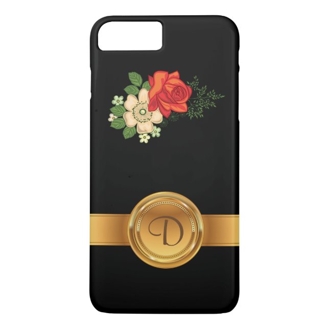 Name der rote Rose und der Daisis-Gold-Monogramm Case-Mate iPhone Hülle (Rückseite)