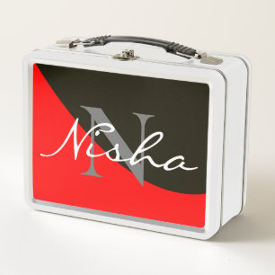 Name der roten schwarzen Monogramm Metall Brotdose