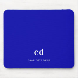 Name der Royal Blue-White-Monogram-Initialen Mousepad