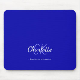 Name der Royal Blue-White-Monogram-Initialen Mousepad