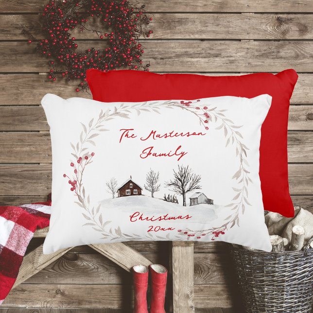 Name der rustikalen Länderfamilie Dekokissen (Rustic Country, Family Name and Year, Accent Pillow)