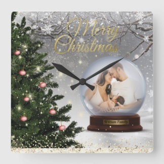 Name der Schneeball-Monogram-Familie Quadratische Wanduhr