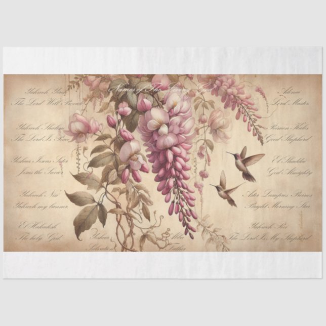 Name der Schrift Gottes Wisteria Decoupage Seidenpapier (Vorderseite)