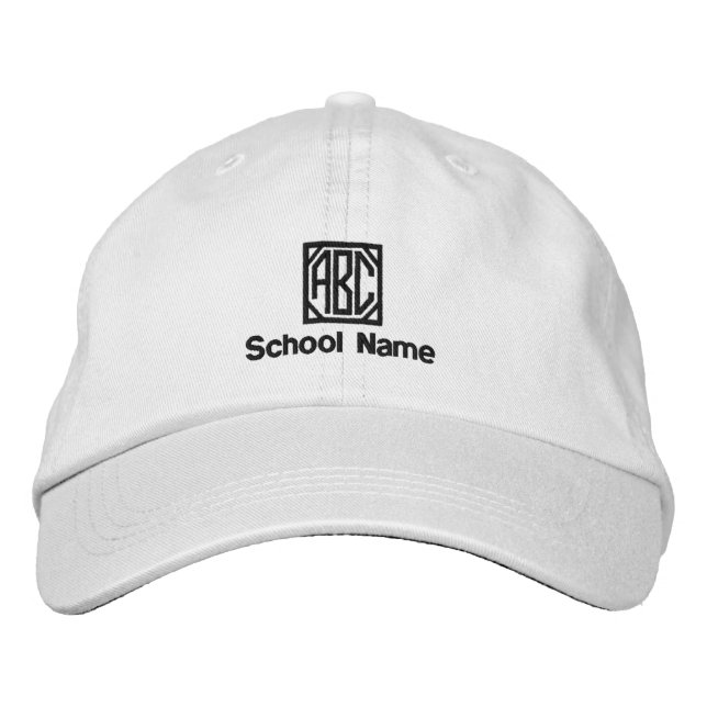 Name der Schule, Ihre Initialen - bestickter Hut (Vorderseite)