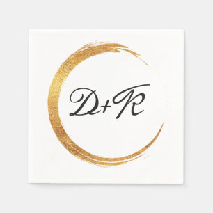 Name der Schwarz-weißen Golden Ring Monogram-Initi Serviette