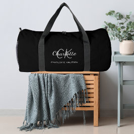 Name der Schwarz-weißen Monogramm-Initialen Duffle Bag