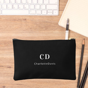 Name der Schwarz-weißen Monogramm-Initialen Zubehörtasche