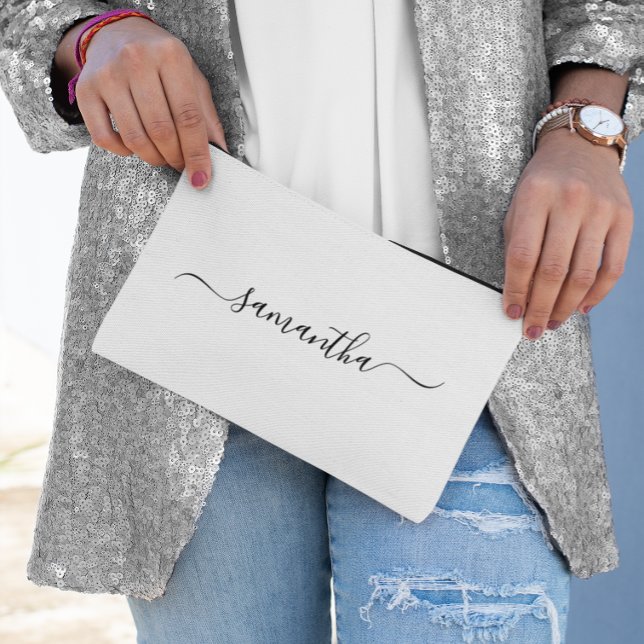 Name der schwarzen eleganten Swash-Signatur Zubehörtasche (Black Elegant Swash Signature Name Accessory Pouch)
