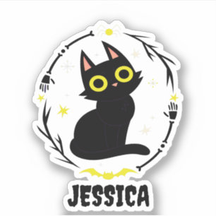 Name der schwarzen Katze - Halloween-Katze Aufkleber