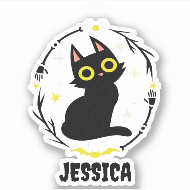 Name der schwarzen Katze - Halloween-Katze Aufkleber (Vorderseite)