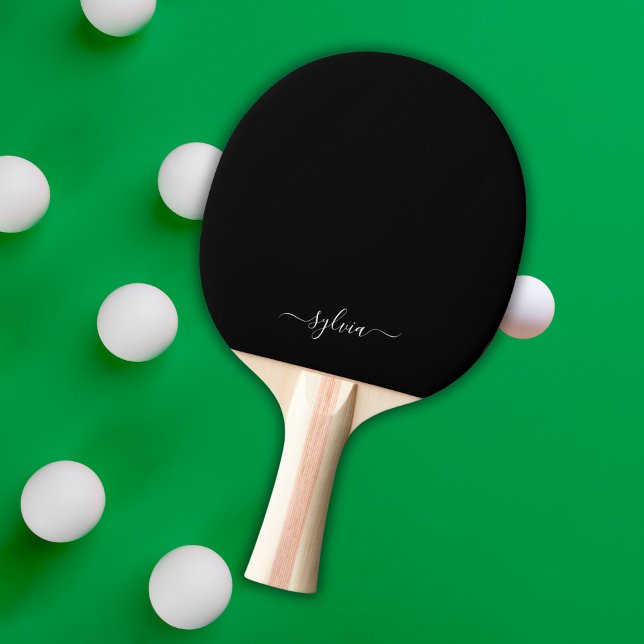 Name der Schwarzen Modernen Girl-Monogramm Tischtennis Schläger (Black Monogram Ping Pong paddle)