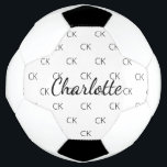 Name der schwarzen Monogrammbuchstaben Fußball<br><div class="desc">Ein stilvoller weißer Hintergrund und schwarzer Text. Personalisieren Sie Ihre Monogramm-Initialen und Ihren Namen und fügen Sie sie hinzu. Ihr Monogramm wird als Hintergrundmuster initialisiert.</div>