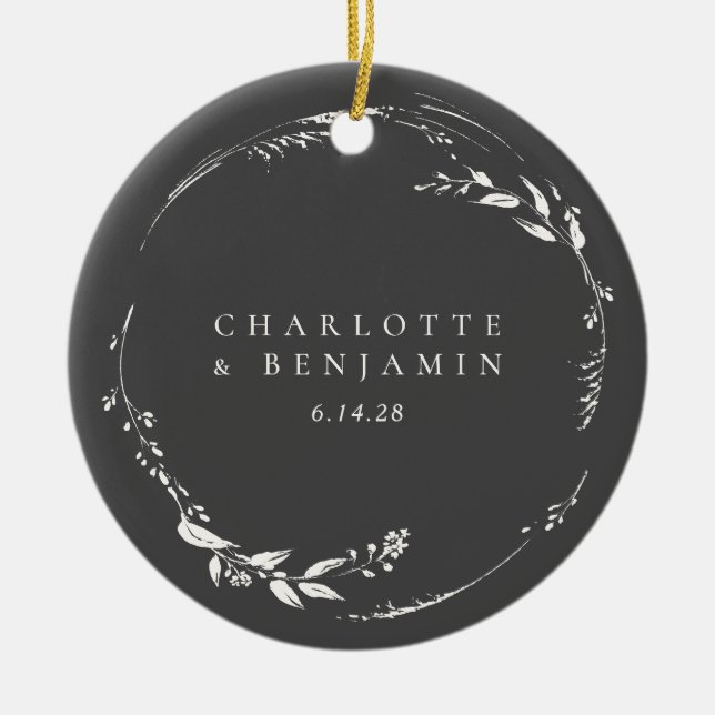 Name der Schwarzweißblume Keramik Ornament (Vorne)