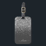 Name der Silver Gray Girly Glitzer Sparkle Monogra Gepäckanhänger<br><div class="desc">Silber und Karkohle Grau (Grau),  Sparkle Glitzer Monogram Name und Initial Pillow. Das Gepäcksack-Anhänger macht den perfekten 16 Geburtstag,  Hochzeit,  Brautparty,  Babydusche oder Junggeselinnen-Abschied Geschenk für jemanden,  der sein Zimmer stilvoll dekoriert.</div>