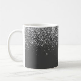 Name der Silver Gray Girly Glitzer Sparkle Monogra Kaffeetasse