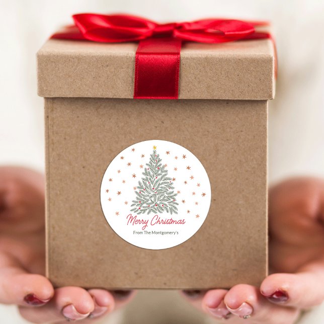 Name der skandinavischen Weihnachtsbaumfamilie Runder Aufkleber (Von Creator hochgeladen)