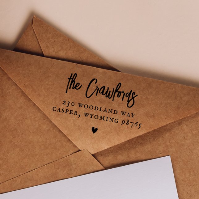Name der Skriptfamilie Elegante Herz-Rücksendeadre Gummistempel (Script Family Name Elegant Heart Return Address Rubber Stamp)